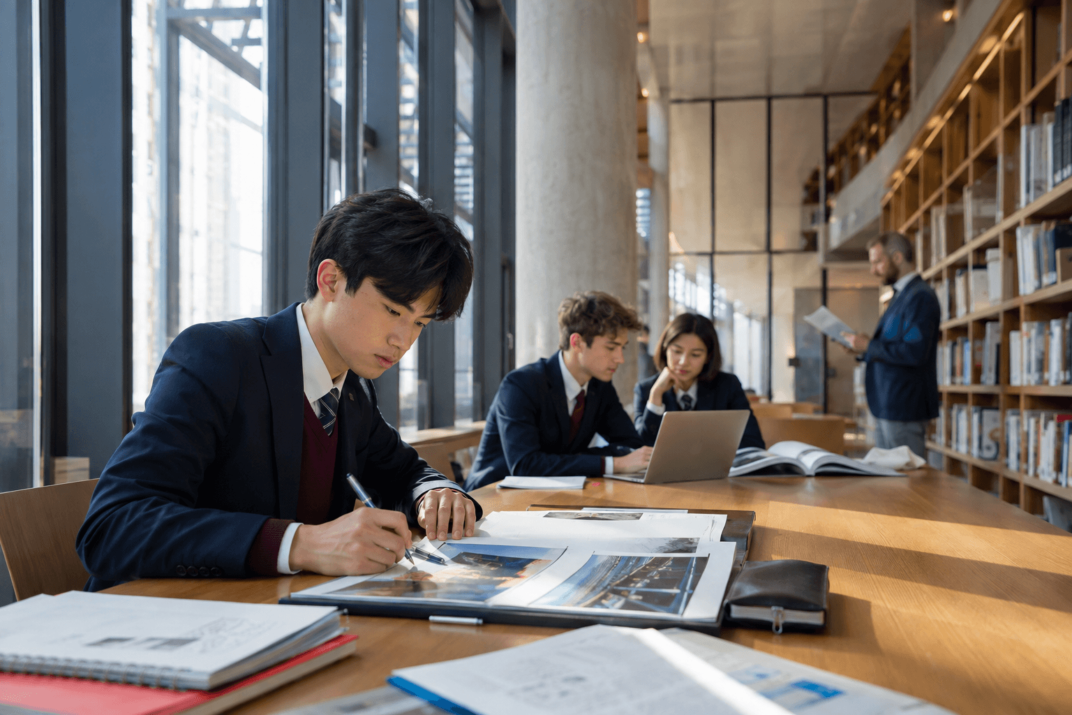 APEX 学生在图书馆自主学习